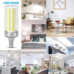 HAONIULED LED Light Bulb E12 Base 16W LED Candelabra Bulb 150 Watt Equivalent, Cool White 6000K 1900 Lumen Non-Dimmable Suitable for Home Indoor attic Corridor Garage Pack of 2