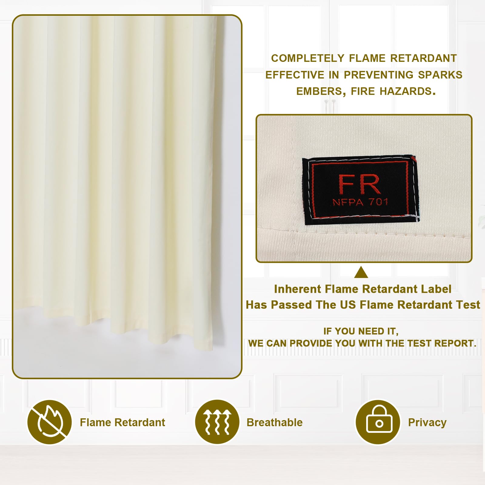 ABBRIGE Hospital Curtain Hanging Privacy Room Divider for Room Separation - Medical Fire Flame Retardant Cubicle Curtains (1 Panel, Beige, 9x8ft)