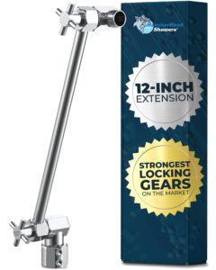 hammerhead showers® all metal 12 inch shower head extension arm - adjustable shower arm extension raises showerhead height - shower extender arm supports up to 10lbs — chrome