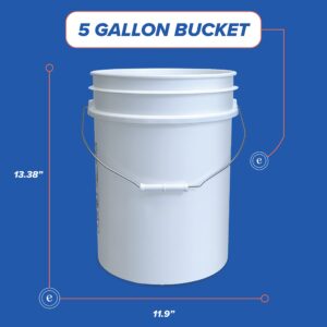 5 Gallon Bucket Only, Made in USA, Food Grade, Durable 90 Mil All Purpose Pail, Contains No BPA Plastic, Premium HPDE, Lids Not Included (Natural, 1)