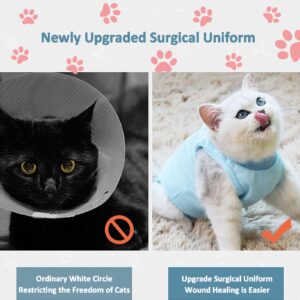 Cat Recovery Suit, Cat Surgery Recovery Suit for Surgical Abdominal Wounds, E-Collar Alternative for Cats and Dogs, After Surgery Wear, Cat Onesie for Cats After Surgery (Blue, Small)