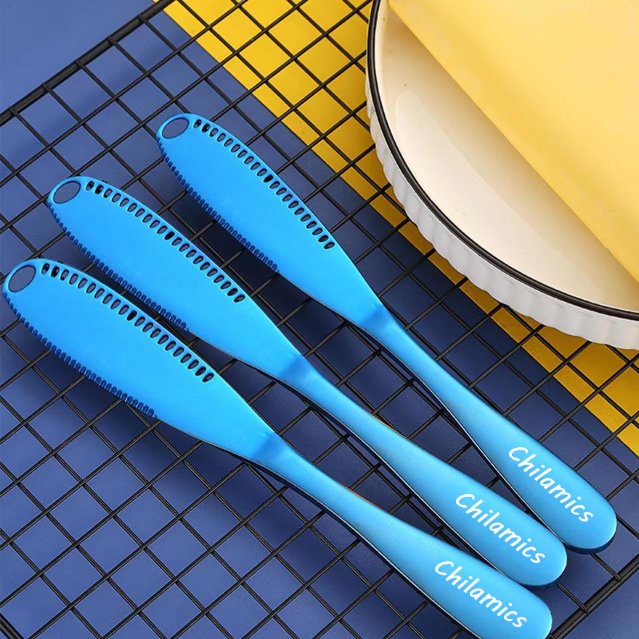 Chilamics Butter Knife Multifunctional Stainless Steel Butter Spreader for Bread Smear Butter, Jam, Peanut Butter, Blue