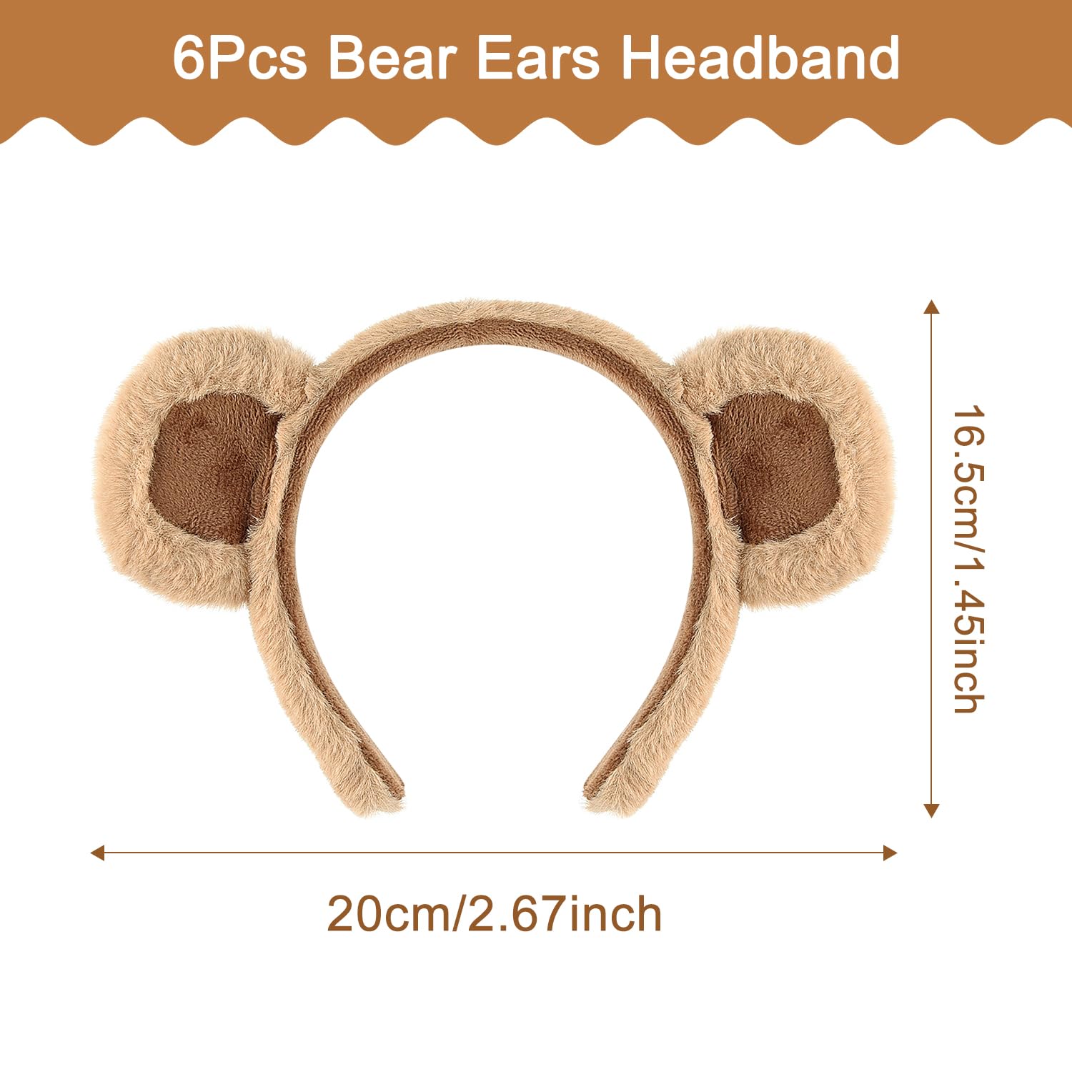 WXJ13 Bear Ears Headband Set - Party Headwear for Women, Children's Gifts, Hair Hoops for Cosplay, Costume Shows, Themes (Brown)