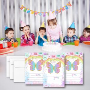 LoaHak Butterfly Birthday Party Invitations, Floral Butterfly Party Invitations, Butterfly Invitation. (041)