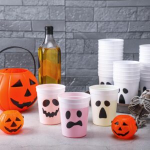 Tanlade 48 Pcs Disposable Halloween Cups Kids 16 oz Plastic Ghost Cups Halloween Disposable Cups Halloween Party Plastic Cups for Drinking Beverage Beer Juice Soda Snacks Punch Party Decorations