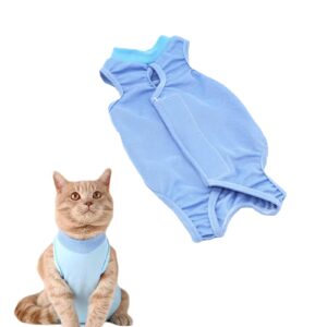 cat recovery suit, cat surgery recovery suit for surgical abdominal wounds, e-collar alternative for cats and dogs, after surgery wear, cat onesie for cats after surgery (blue, small)