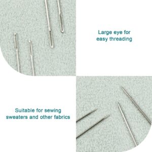 FIVEIZERO 80/40 PCS Large Eye Sewing Needles, 7 Sizes Sewing Sharp Needles, Leather Needle Embroidery Thread Needle, Stainless Steel Yarn Knitting Needles with Threaders for Handsewing Art Crafts CJ