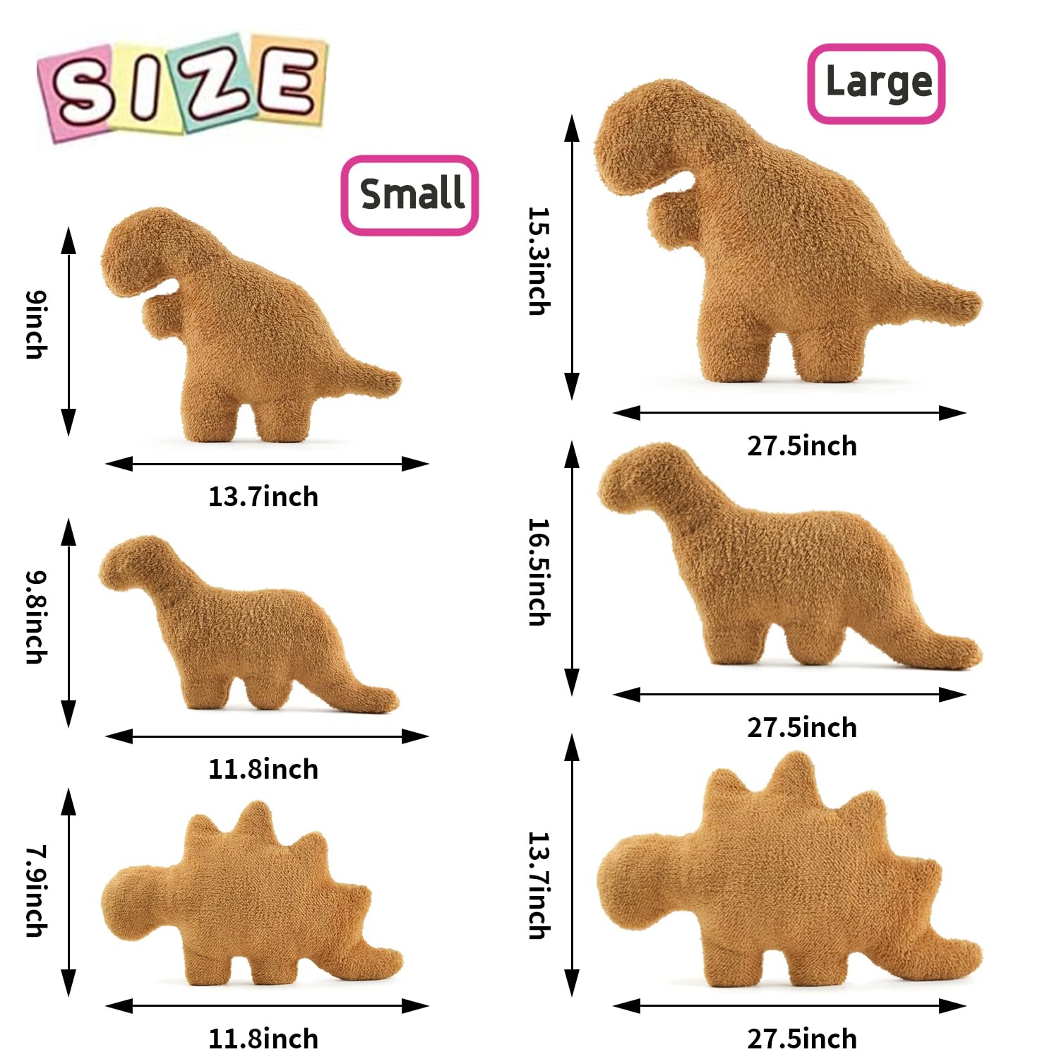 SNOWOLF Cute Dino Nugget Pillow Soft Squishy Dinosaur Chicken Nugget Pillow Plush Toy for Decorations (Can't Stand Still), Creative Gift Ideas for Boys Girls Easter Birthday (Stegosaurus), 13.7"