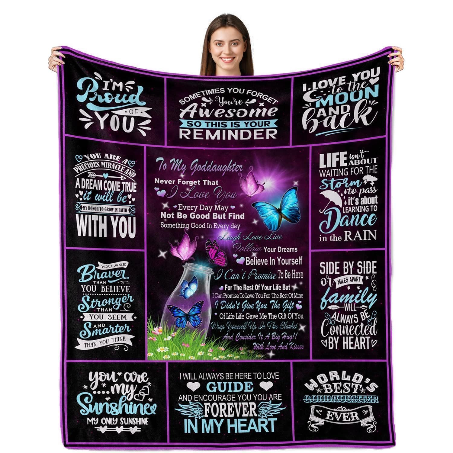 Rqhoqci Goddaughter Gifts from Godmother, Goddaughter Blanket from Godmother, God Daughter Gifts, Christmas Birthday Gifts for Goddaughter, Gifts for God Daughter Throw Blanket 50"X60"