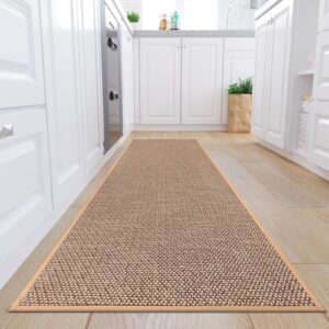 kimode farmhouse kitchen runner rugs 30"x70",non-slip washable runners for kitchen floor,absorbent beige kitchen mats for floor,hallway runner rug for front sink/hallway/laundry room