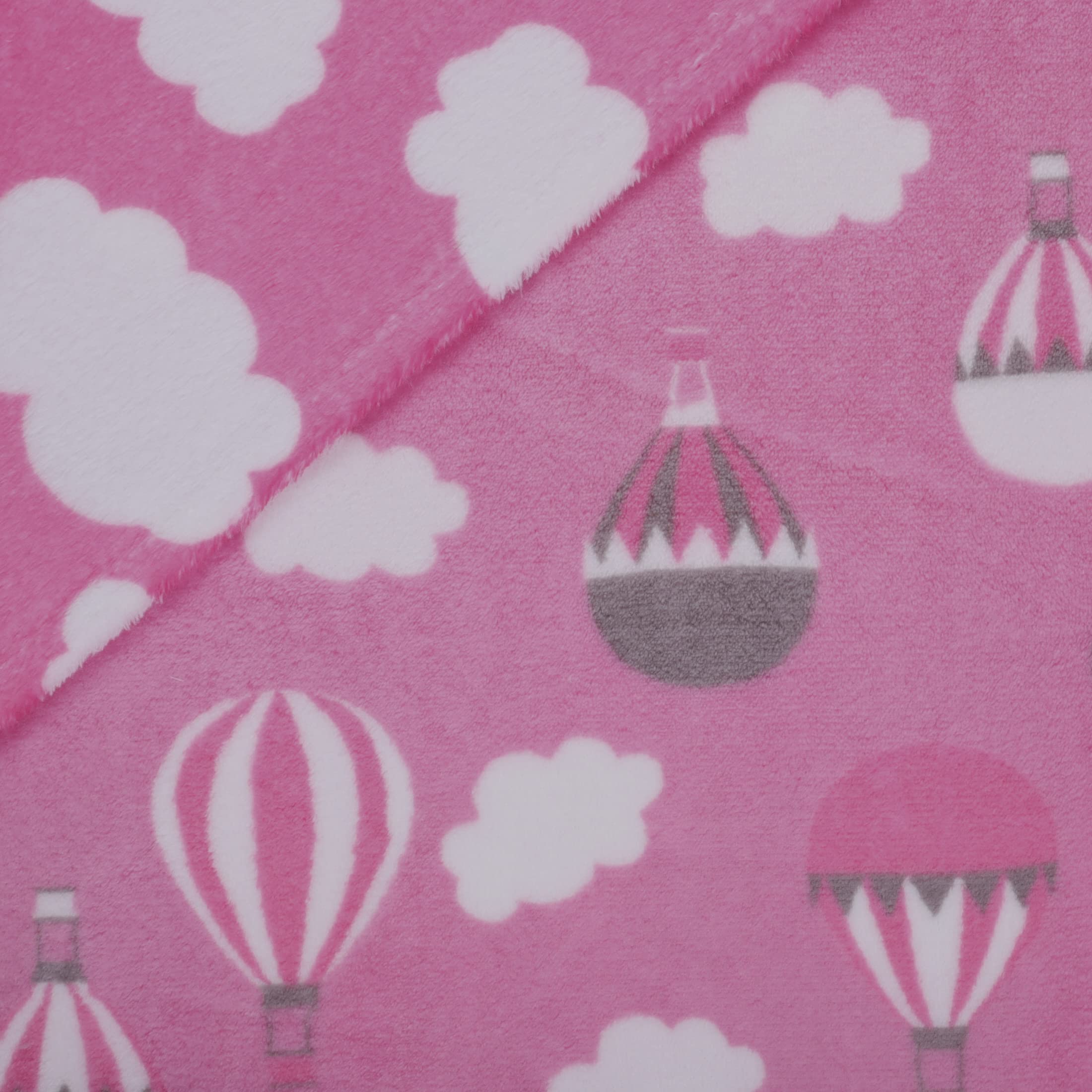 Mook Fabrics Fleece Flannel 2 Sided XU2017-FP-DP027 Balloon/Cloud, Pink Cut by The Yard