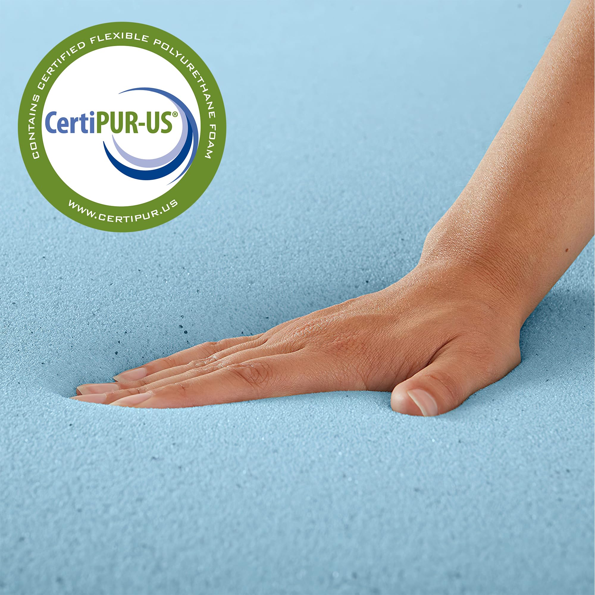 Greaton, 2-Inch Gel Memory Foam Mattress Topper, CertiPUR-US Certified for Superior Comfort and Support, Twin, Blue