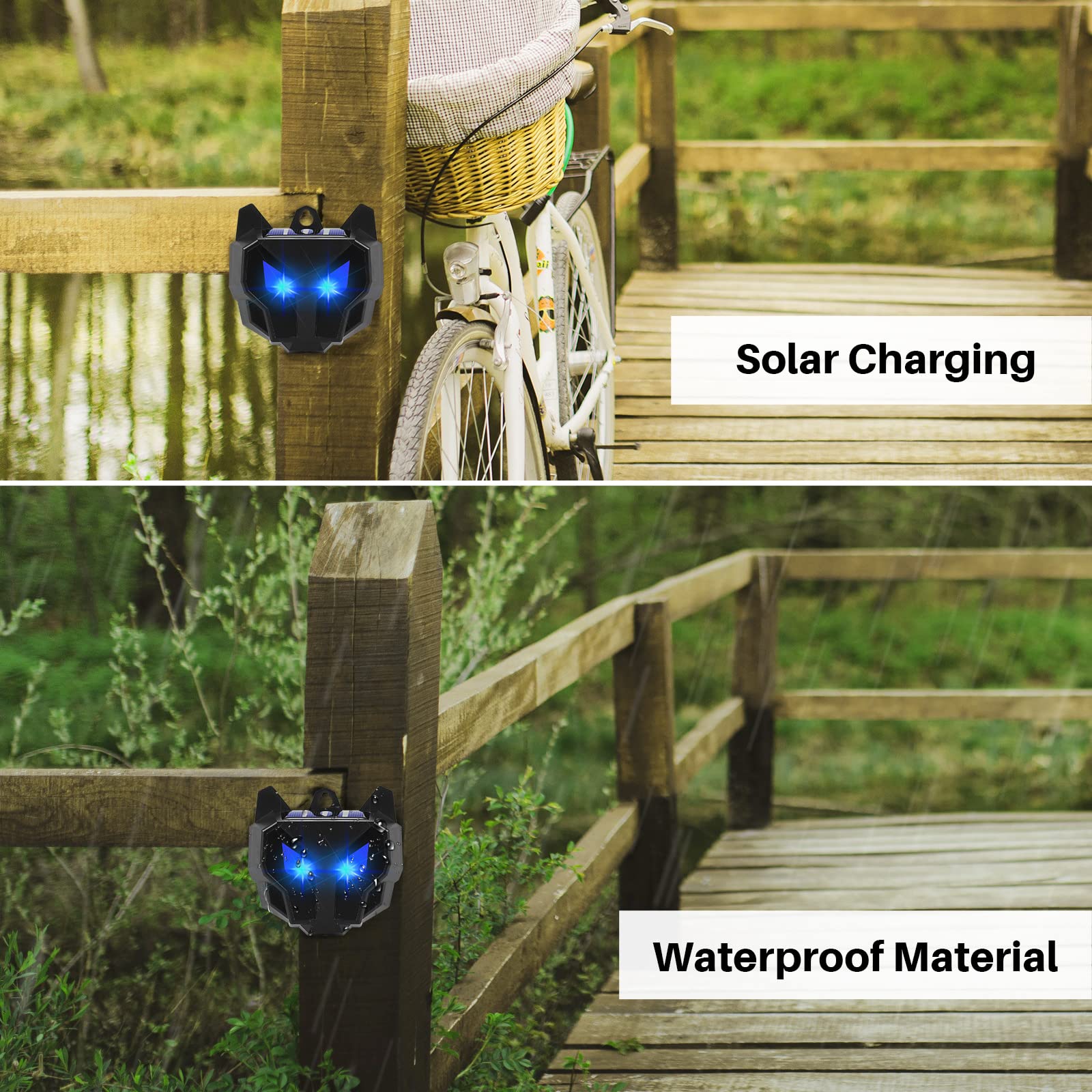 8 PCS Solar Animal Repellent Outdoor Nocturnal Animal Repeller Predator Blue Lights Repellent Devices Waterproof Coyote Raccoon Deer Deterrent for Garden Yard Farm Chicken Coop Night Guard Protection