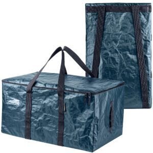 clevermade 2 pack storage duffel, packing tote with zipper; soft sided storage box for blankets and clothing, great for college dorm and moving, ocean blue, large