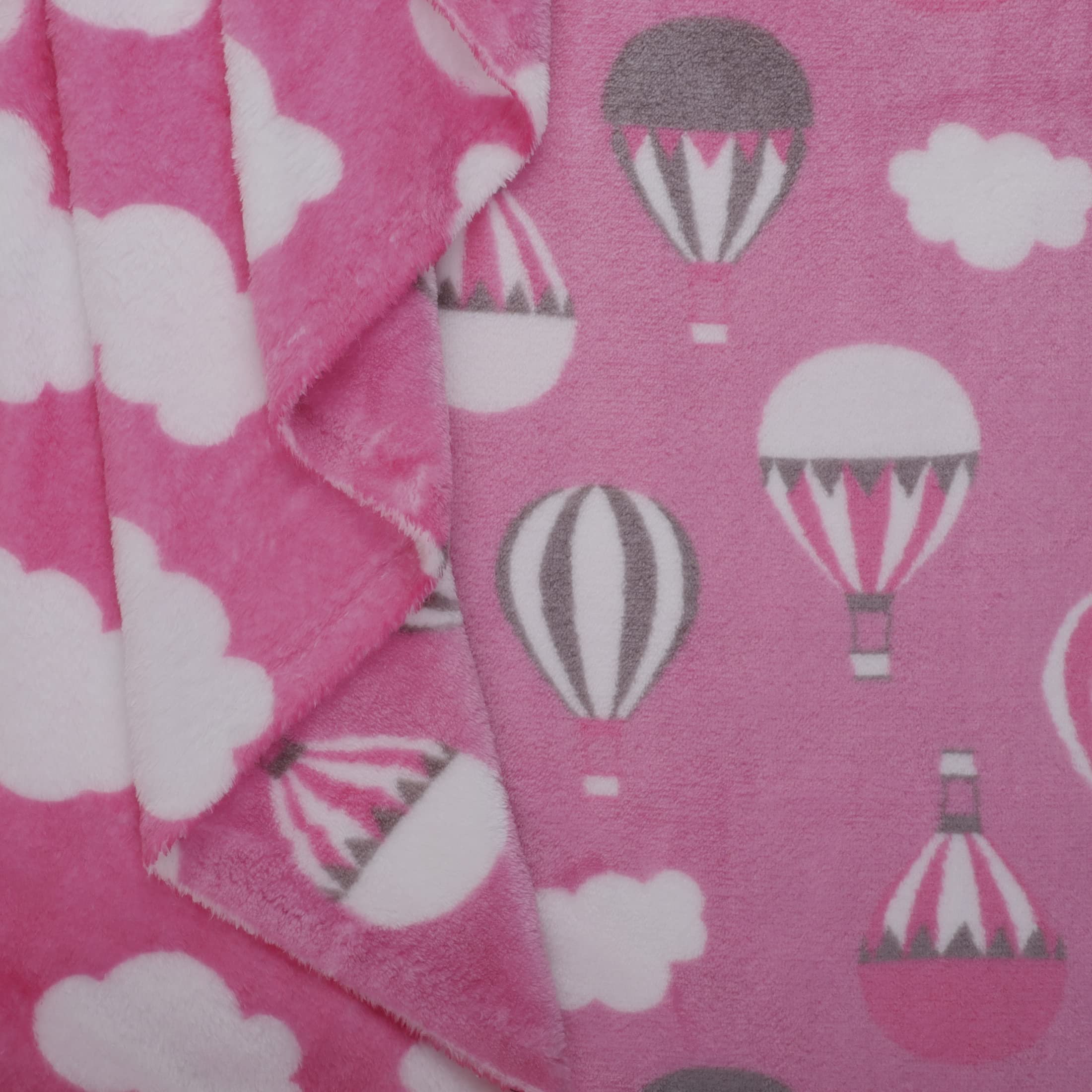 Mook Fabrics Fleece Flannel 2 Sided XU2017-FP-DP027 Balloon/Cloud, Pink Cut by The Yard