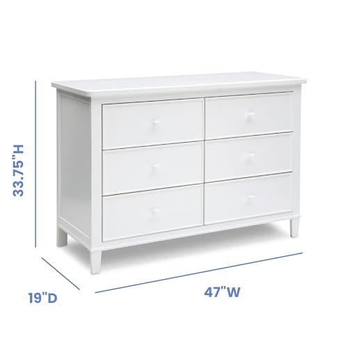 Delta Children Haven 6 Drawer Dresser with Interlocking Drawers - Greenguard Gold Certified, White