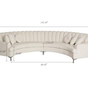 Legend Vansen Curved Sectional for Living Room Velvet Symmetrical Modular Sectional Sofa Couch