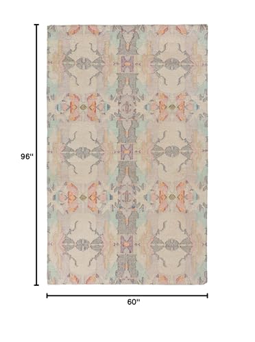 Dash and Albert Chapel Hill Cotton Area Rug - 5' x 8' Multicolor Geometric Hand Loom Knotted Accent Rug - Durable, Low Pile, High Traffic Living Room, Hallway