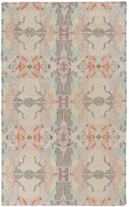 dash and albert chapel hill cotton area rug - 5' x 8' multicolor geometric hand loom knotted accent rug - durable, low pile, high traffic living room, hallway