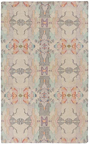 Dash and Albert Chapel Hill Cotton Area Rug - 5' x 8' Multicolor Geometric Hand Loom Knotted Accent Rug - Durable, Low Pile, High Traffic Living Room, Hallway