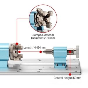 Genmitsu 4th Axis Rotary Module for 4040 and 3030 series CNC Machines with Planetary Geared Stepper Motor, 4 Jaw Chuck, Clamped Range 10-200mm