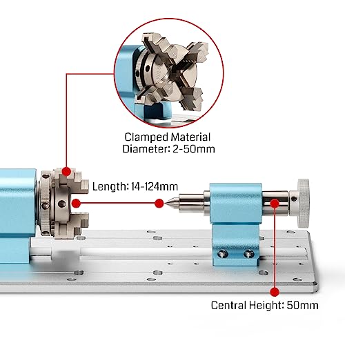 Genmitsu 4th Axis Rotary Module for 4040 and 3030 series CNC Machines with Planetary Geared Stepper Motor, 4 Jaw Chuck, Clamped Range 10-200mm