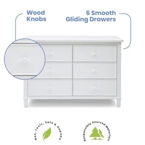 Delta Children Haven 6 Drawer Dresser with Interlocking Drawers - Greenguard Gold Certified, White