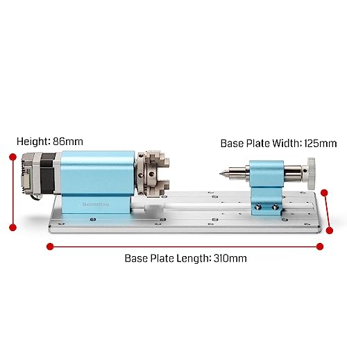 Genmitsu 4th Axis Rotary Module for 4040 and 3030 series CNC Machines with Planetary Geared Stepper Motor, 4 Jaw Chuck, Clamped Range 10-200mm