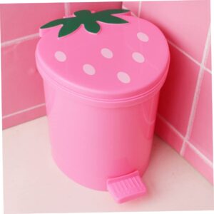 BUGUUYO Desktop Trash Can, Pink Plastic Container with Lid, Mini Size for Home Office, Creative Decor