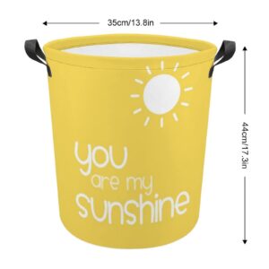 Large Laundry Hamper, Bag, You Are My Sunshine Yellow Waterproof Dirty Clothes Laundry Basket Collapsible Washing Bin with Handles for College Dorm, Family Essentials