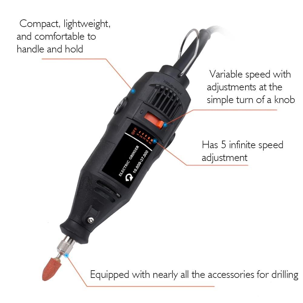 Handheld Electric Grinding Tool Set Mini Portable Rotary Drill Grinder Versatile Cutting Polishing Sanding Machine Bits Engrave Tools Kit with Accessories DIY Kits