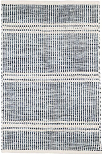 Dash and Albert Malta Wool Area Rug - 2' x 3' Blue - Coastal Charm Handwoven Wool Accent Rug - Durable, Lightweight, Easy to Clean