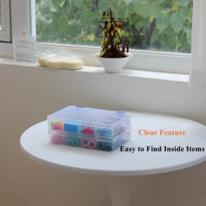 BangQiao 6 Pack Fixed 12 Grids Clear Plastic Storage Divider Box with Lid, Stackable Transparent Compartment Container Organizer Case for Seed Bead, Tiny Button, Small Parts, Art&Craft Supplies