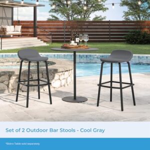 Suncast Outdoor Modern Resin Patio Bar Stools with Footrest, Set of 2 Weather-Resistant Bar-Height Chairs for Patio Bar, Cool Gray