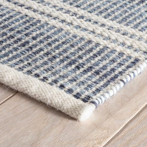 Dash and Albert Malta Wool Area Rug - 2' x 3' Blue - Coastal Charm Handwoven Wool Accent Rug - Durable, Lightweight, Easy to Clean