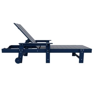 WestinTrends Shoreside Modern Poly Reclining Chaise Lounge with Arms & Wheels, Navy Blue