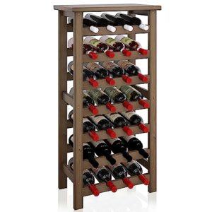 smibuy bamboo wine rack, 28 bottles display holder with table top, 7-tier free standing storage shelves for kitchen, pantry, cellar, bar (walnut)