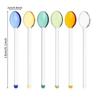 1/6PCS Clear Glass Coffee Spoon,Mixing Spoon Glass Coffee Milk Tea Spoons Long Handle Spoon for Home(transparent)