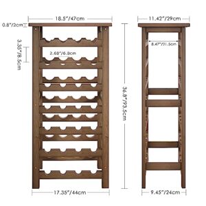 SMIBUY Bamboo Wine Rack, 28 Bottles Display Holder with Table Top, 7-Tier Free Standing Storage Shelves for Kitchen, Pantry, Cellar, Bar (Walnut)