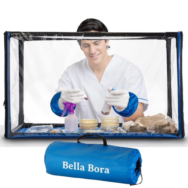 Bella Bora Still Air Box Mycology (Sturdy) Mushroom Grow Box Alt to Laminar Flow Hood Fume Hood for Lab Mycology Supplies by USA Mycologists V2 (Large)