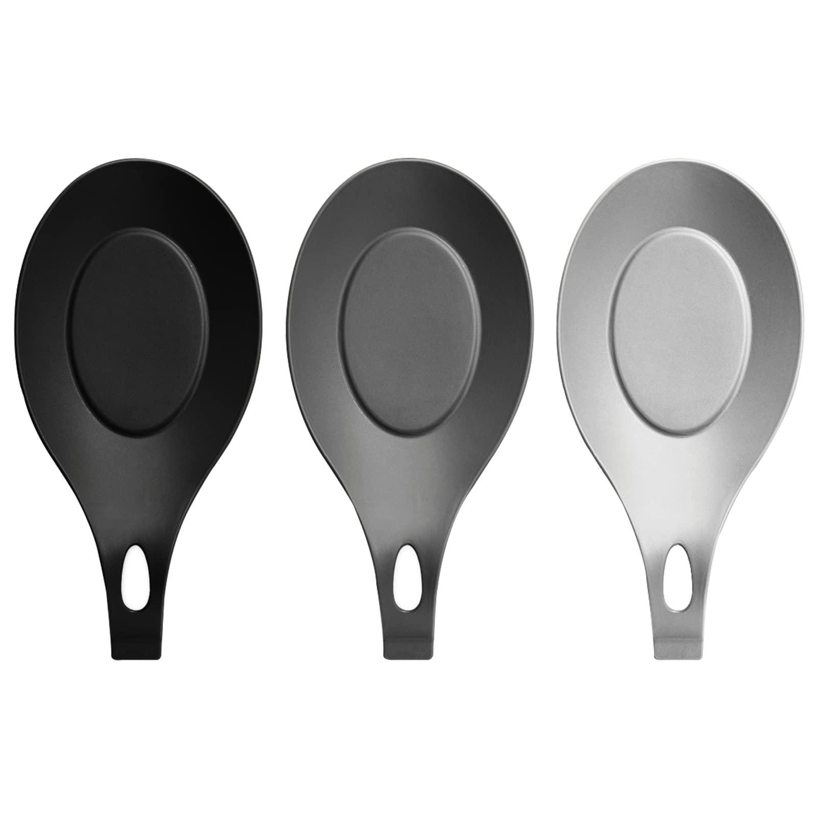 3 PCS Spoon Rest for Stove Top, Heat Resistant Flexible Silicone Kitchen Utensil Rest Ladle Spoon Holder for Stove Top – for Cooking Spatula, Ladle, Brush(Black, Dark Grey, Light Grey)