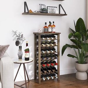 SMIBUY Bamboo Wine Rack, 28 Bottles Display Holder with Table Top, 7-Tier Free Standing Storage Shelves for Kitchen, Pantry, Cellar, Bar (Walnut)