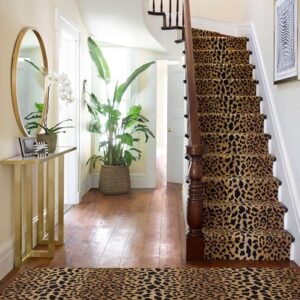 Dash and Albert Leopard Wool Area Rug - 8' x 10' Brown Animal Print Hand Micro Hooked Accent Rug - Durable, High Traffic Areas Living Room, Hallway, Stairs