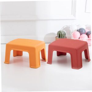 Veemoon 1pc Plastic Stool Kid Stool Plastic Foot Stool Step Stool for Adults Creative Footstool Household Stool Anti-Skid Stool Pp Thicken Orange Square Stool Baby Kids' Step Stools