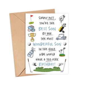 TunlaStore Golf Birthday Card For Son - Simply Putt You Are The Best Son Card - Son Birthday Card - Golf Birthday Card - Sports Lover Gift Card - Fathers Day Card - Birthday Gift For Golfer