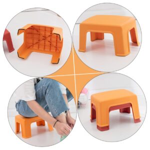 Veemoon 1pc Plastic Stool Kid Stool Plastic Foot Stool Step Stool for Adults Creative Footstool Household Stool Anti-Skid Stool Pp Thicken Orange Square Stool Baby Kids' Step Stools