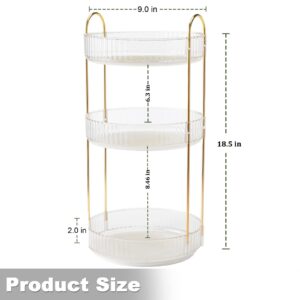 360 Rotating Makeup Organizer for Vanity 3 Tier, Easy to Assemble Spinning Bathroom Organizer, High-Capacity Skincare Perfume Organizers Cosmetic Display Case,Fits Countertop and Bathroom