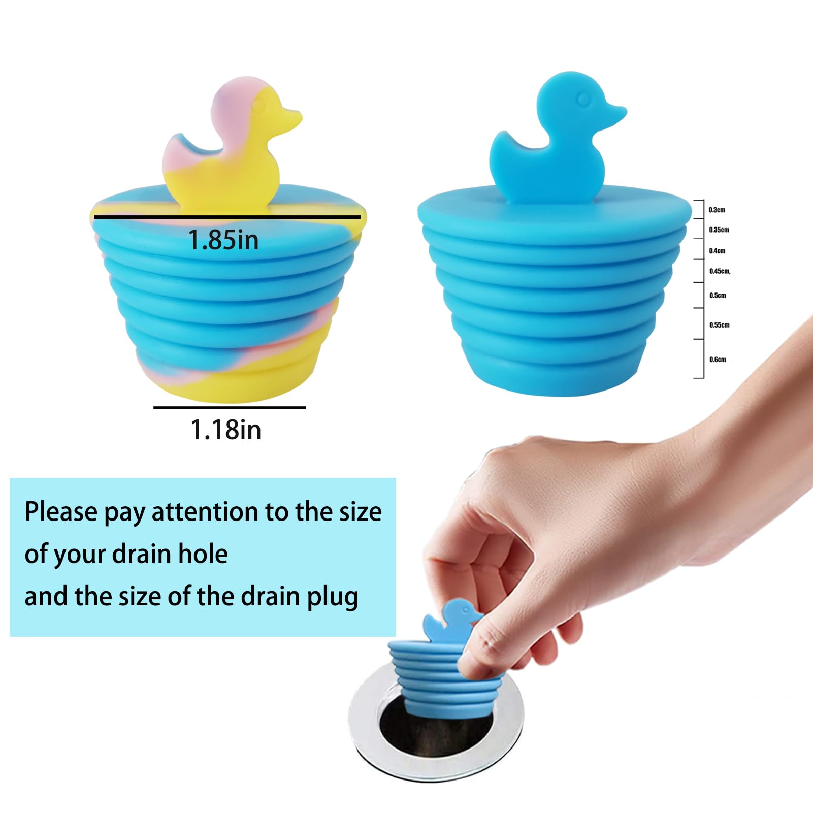 Silicone Bathtub Stopper, 2 Pack Universal Silicone Drain Stopper,Tub Stopper Bathtub Stopper Bathtub Drain Stopper Plug for Kitchen Bathroom Sink Stopper (6-in)