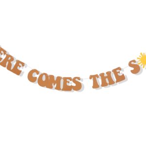 Here Comes The Son/Sun Baby Shower Banner - Boy Baby Shower Decor,It'S A Boy, Baby Shower Party Photo Props Banner, Baby Boy Letter Garland (BANNER COME SUN)