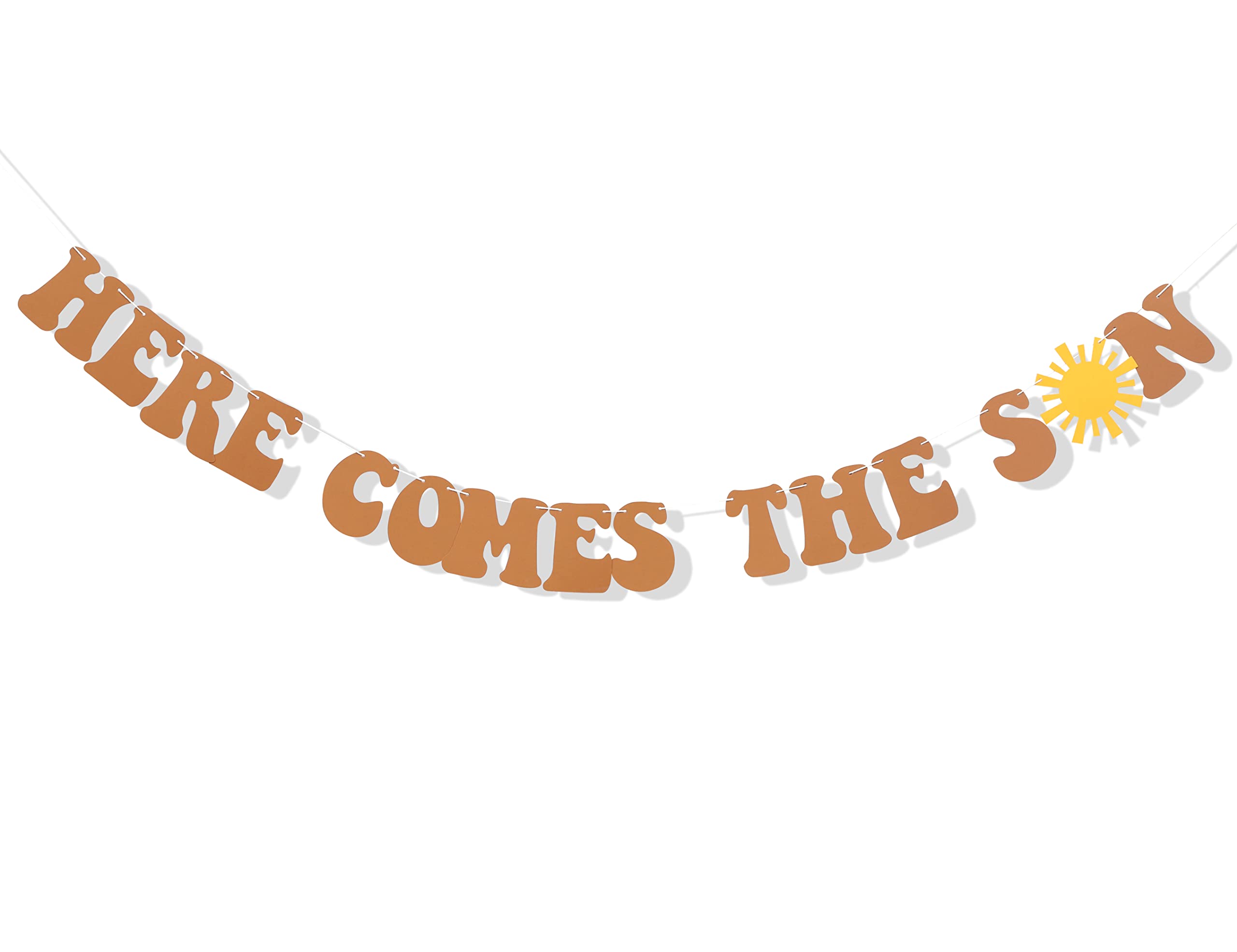 Here Comes The Son/Sun Baby Shower Banner - Boy Baby Shower Decor,It'S A Boy, Baby Shower Party Photo Props Banner, Baby Boy Letter Garland (BANNER COME SUN)